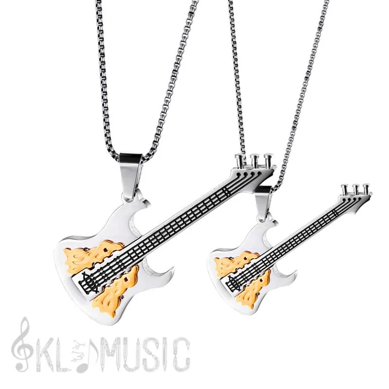

A pair of personality Lovers necklace electric guitar pendant necklace for guitarist or music love