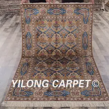 Yilong 4'x6' Синий Шелковый работа шелка ручной работы Ковры персидский Ковры(lh12a4x6