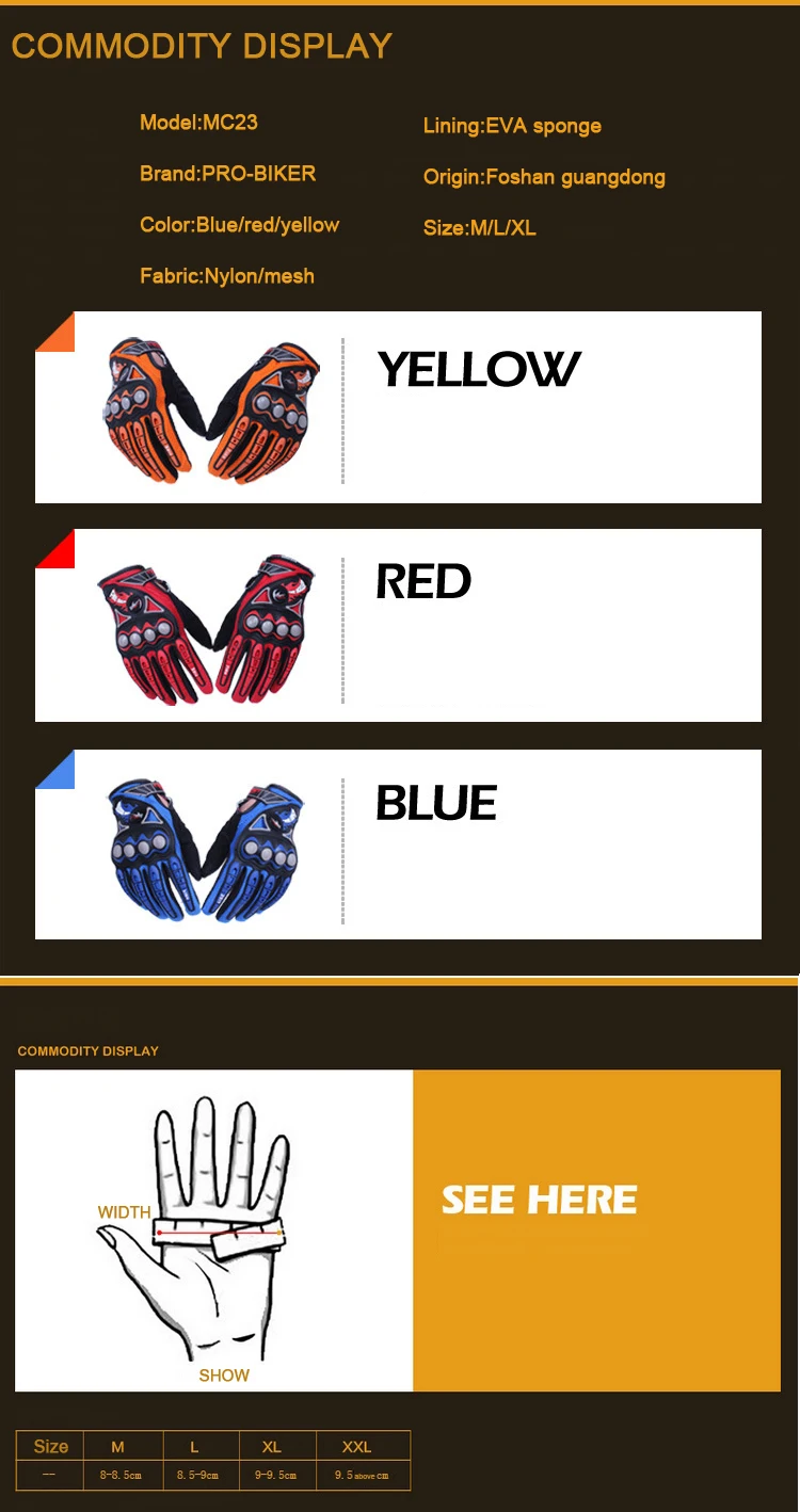 PRO-BIKER мотоциклетные перчатки для велоспорта спортивные перчатки для мужчин Guantes luva M L XL M-023
