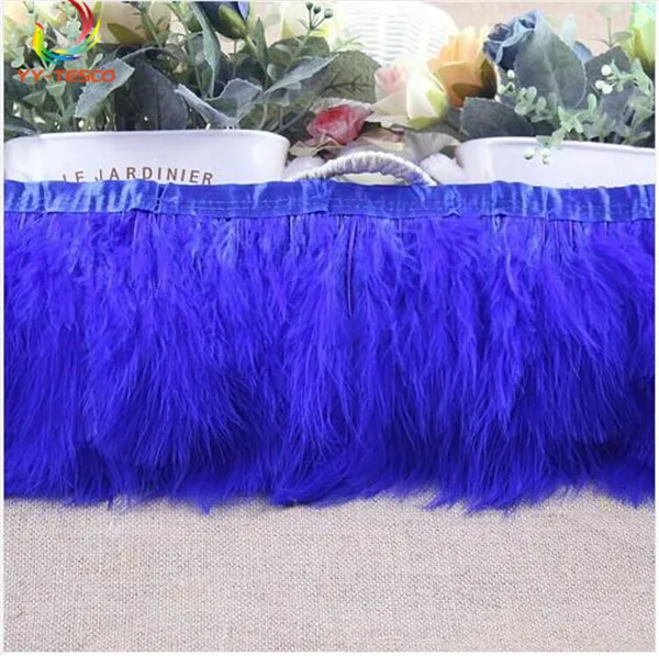 

2Yards 15-18CM Royal blue Turkey Feather Pruning Cloth Sideband DIY Festive Stage Performance Decorative Craft Cheap Feathers