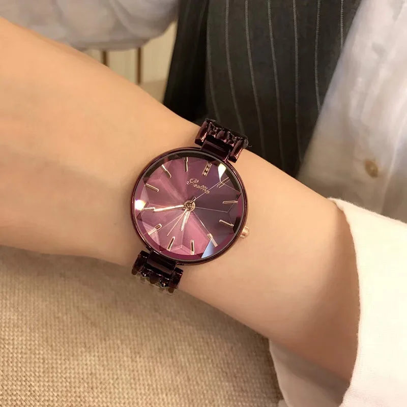 Роскошные Брендовые женские водонепроницаемые часы из нержавеющей стали, японские кварцевые блестящие наручные часы с зеркальной поверхностью