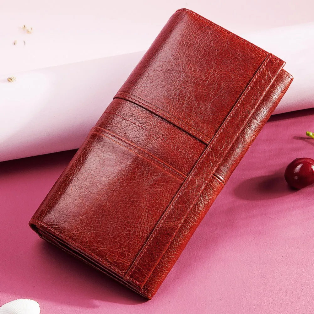  KAVIS Genuine Leather Women Clutch Wallet and Female Coin Purse Portomonee Clamp For Phone Bag Card - 32973332231