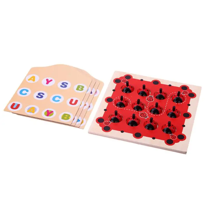 

Wooden Cartoon Kids Memory Ladybug Design Training Game Toys Early Education Puzzle Toys for Children