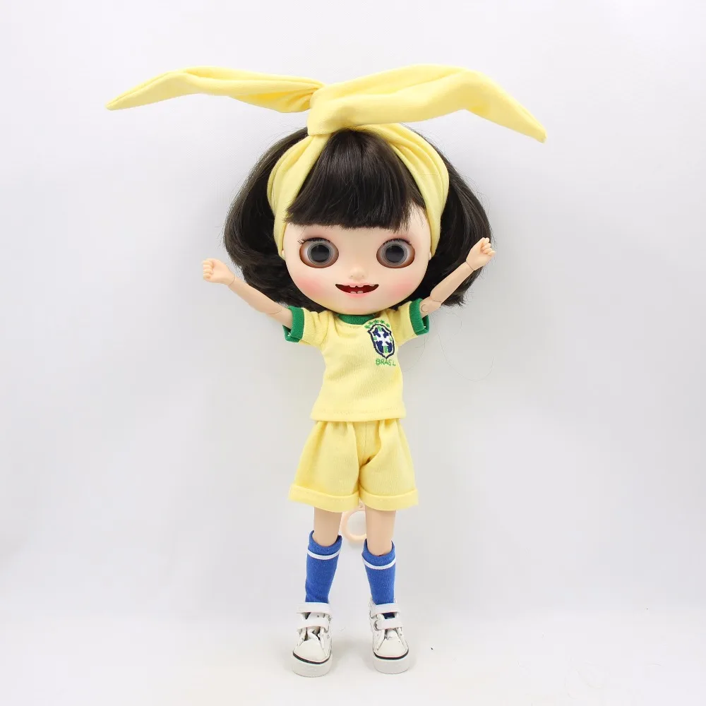 Neo Blythe Doll Brazil Football Team Uniform With Hair Band 6