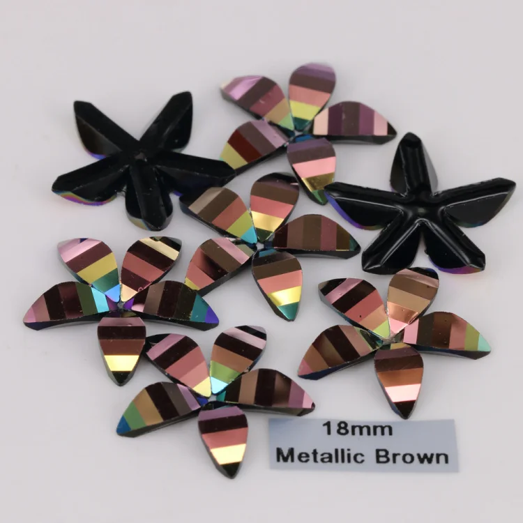 50 шт./лот, 18 мм черное металлическое покрытие с плоской задней стороной цветок баухинии смолы пришить камни - Цвет: Metallic Brown