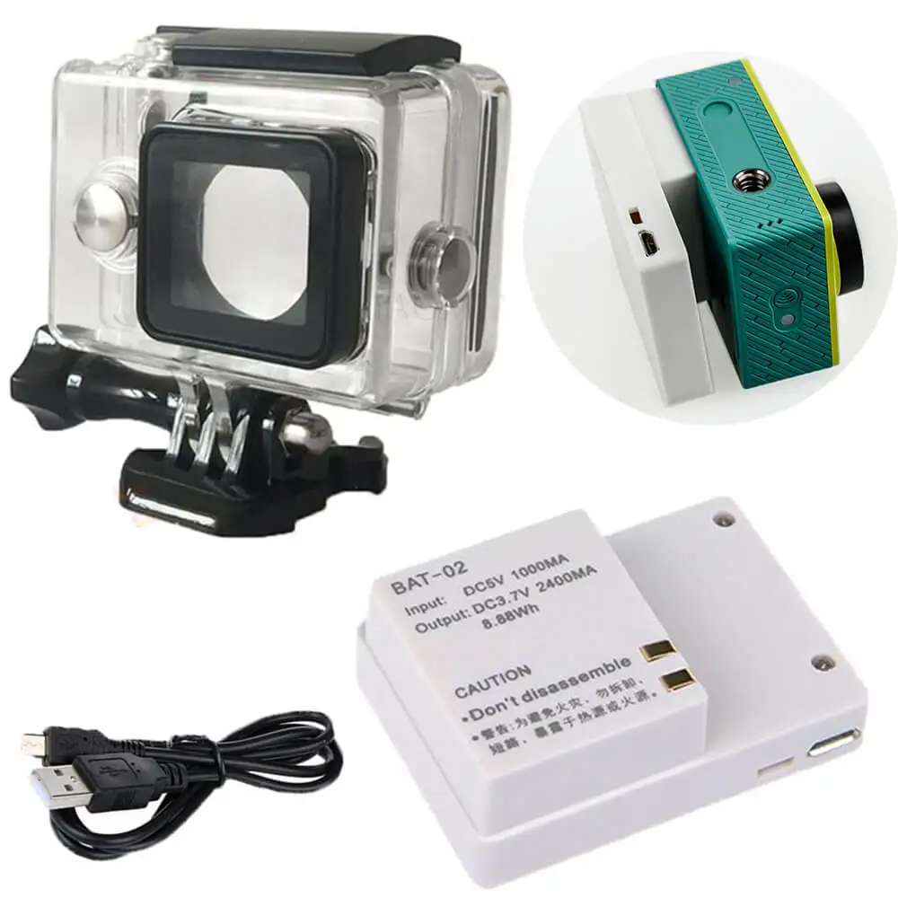 For Xiaomi Yi Xiaoyi Camera 2400mAh External Bacpac Battery+Extend Watertight Housing Case Waterproof Diving Box For Xiao Mi Yi (1)