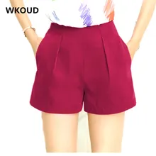 WKOUD, летние шорты для женщин, яркие цвета, высокая талия, на молнии, шорты для женщин, шифон, крутые шорты размера плюс, свободные, хит, шорты DK6009