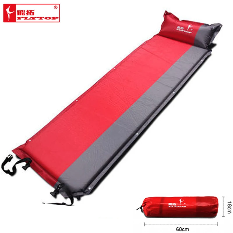 Discount  Moisture-proof Camping Sleeping Pad Self-Inflating Inflatable Air Mat Pad With Pillow Portable For 