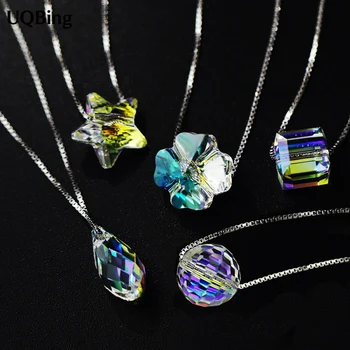 

Hot Sale 925 Sterling Silver Austrian Crystal Necklaces Sterling Silver 925 Chain Necklace Jewelry Collar Colar de Plata