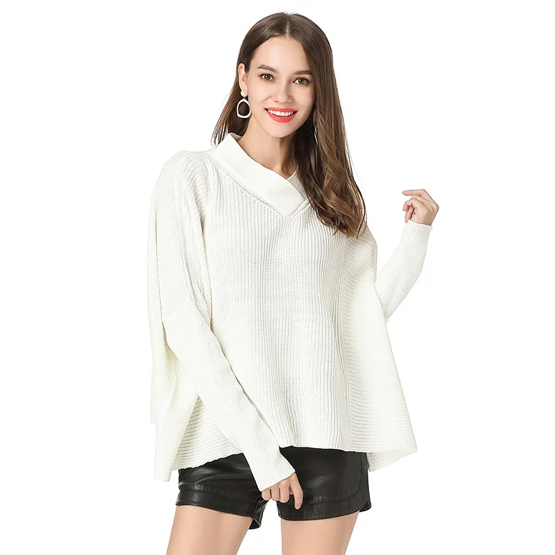 Loose Knitted Women Pullovers Sweaters Long-sleeved V-neck Casual Sweater 2018 Autumn Winter New Fashion Solid Color Femme Tops Loose Knitted Women Pullovers Sweaters Long-sleeved V-neck Casual Sweater 2018 Autumn Winter New Fashion Solid Color Femme Tops