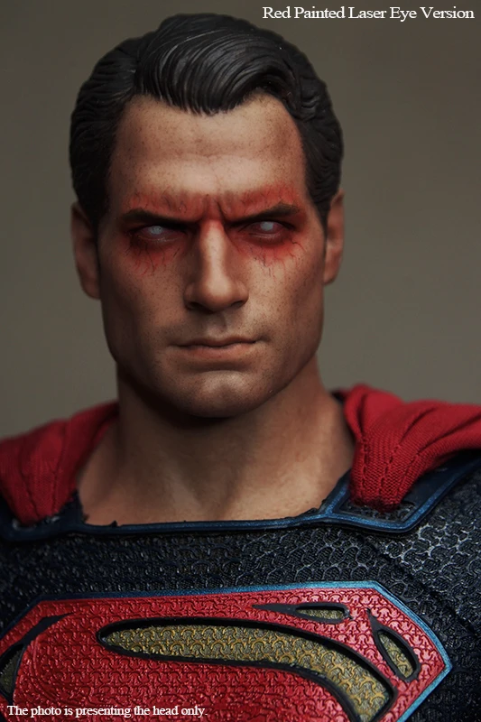 NEW Batman v Superman Henry Cavill Headplay Head Sculpt Red Painted Laser Eye |