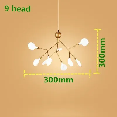 Креативный художественный дизайнерский светильник-люстра с листьями дерева, винтажный D80cm светодиодный светильник с лампочками, подвесной светильник для дома, подвесной светильник - Цвет корпуса: 9 head-width300mm