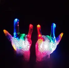 7 Colors LED Sequined Gloves Wedding Rave Finger Lighting Party Decorations Christmas Flashing Glow Mittens