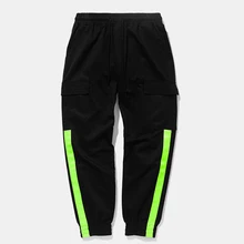 Полоски зеленый черный orange модные Винтаж трек Штаны осень Для мужчин Для женщин Пот Штаны Уличная Хлопок Свободные Хип-хоп брюки