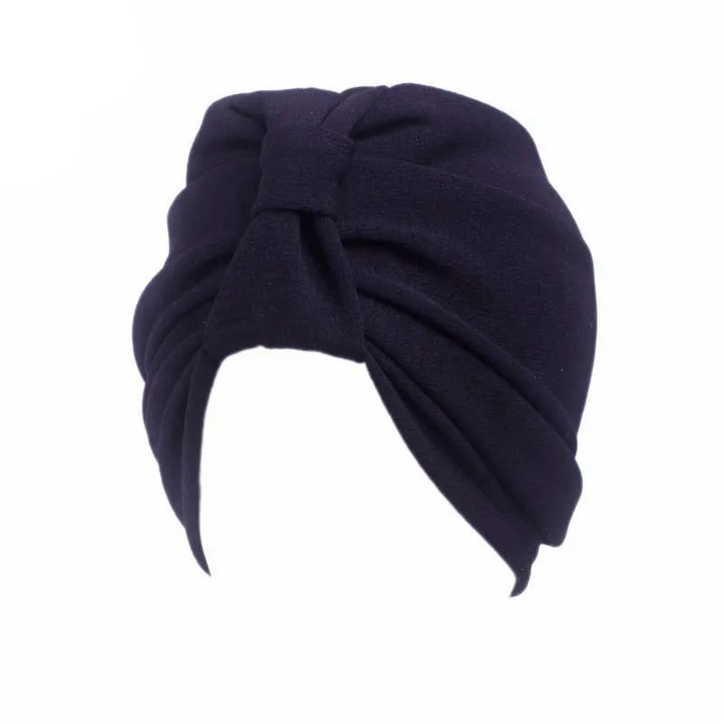 Muslim Women Ruffle Bowknot Cotton Turban Hat Scarf Bandanas Cancer Chemo Beanies Headwear Head Wrap Cap Hair Loss Accessories