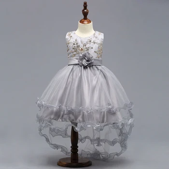 

New Sliver Kids Pageant Evening Gowns 2018 Lace Ball Gown Flower Girl Dresses For Weddings First Communion Dresses For Girls