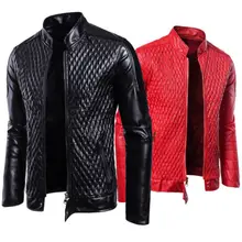 Модные Мужчины искусственная кожа мото байкерская куртка одноцветная крутая верхняя одежда на молнии для мальчиков Модная одежда куртки наряды