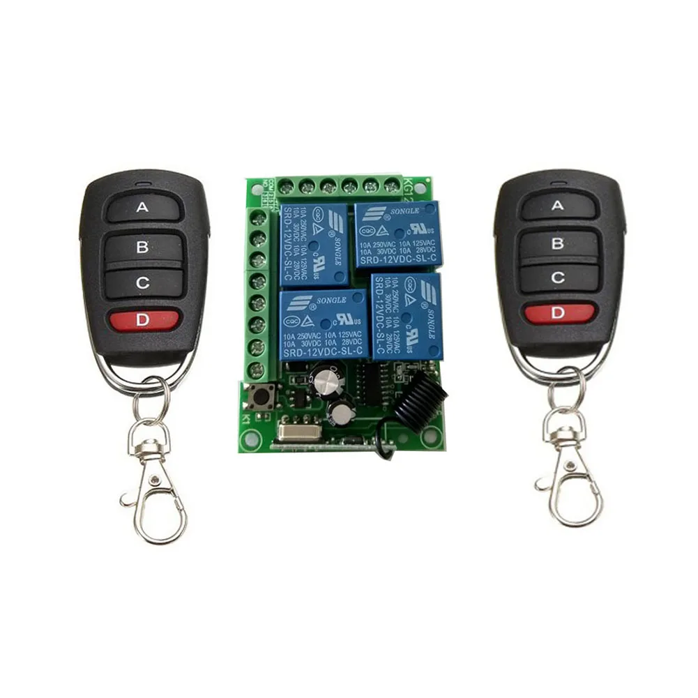 

Universal Wireless Remote Control Swit DC 12V 4 annel relay module and RF Transmitter