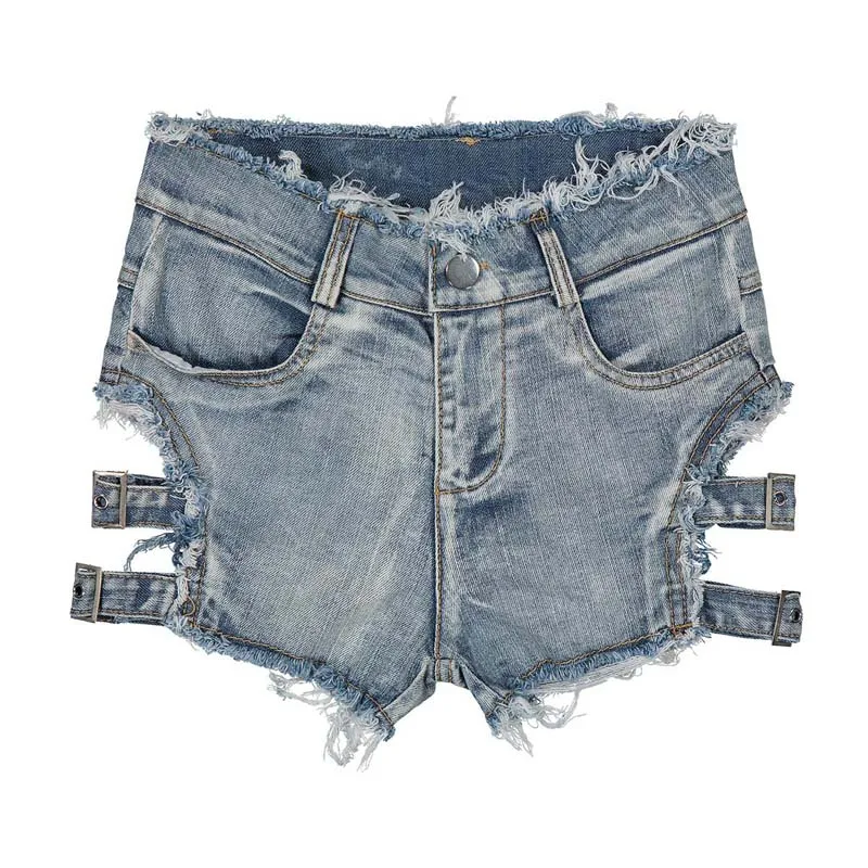 2019 летние сексуальные женские рваные джинсовые шорты выдалбливают бинты Панк-рок с высокой талией потертые рваные джинсы черные шорты