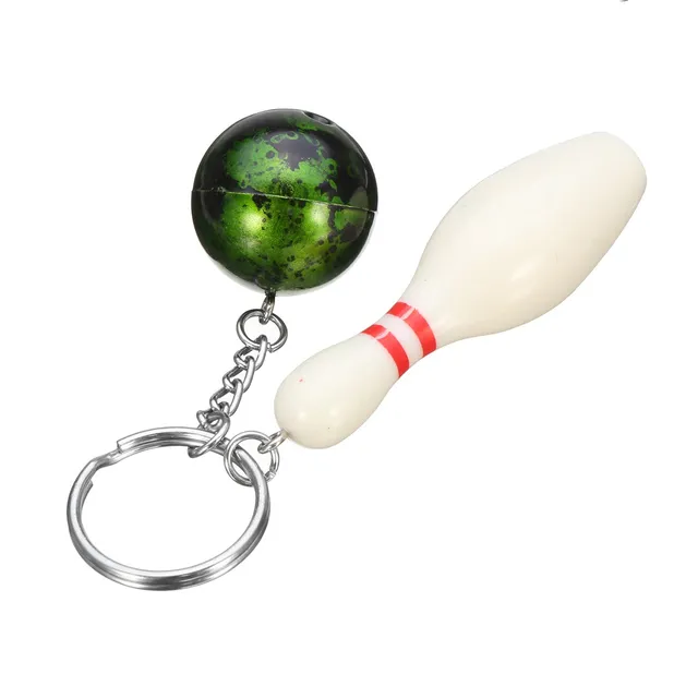 1PCS Mini Bowling Pin and Ball keychain key Ring 3D Keyfob Keychain keyring Pendant Keys Holder