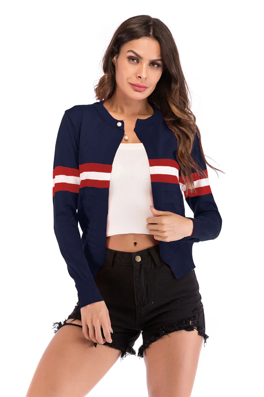 Gladiolus Striped Autumn Sweater Women 2018 Long Sleeve Beading Button Slim Knitted Cardigan Sweater Women Jumpers Ladies Coats (12)