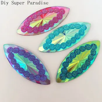 

NEW 40pcs 20mm*50mm AB Resin Horse Eye Rhinestone Flatback Wedding Diy Buttons 2 Hole K78*10