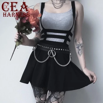

CEA Leather Harness Trendy Chain Belt For Women Jeans Garter Punk Gothic Sexy Body Bondage Restraint Harness Waist Belts Straps