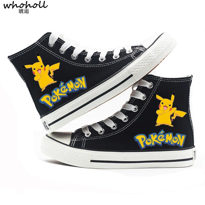

WHOHOLL Brand 2019 Summer Cartoon Pokemon Pikachu Print Canvas Shoes Man Women Couples Causal Shoes Woman Lovers Vulcanize Shoes