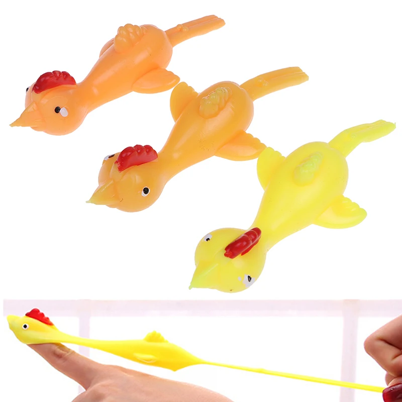 Sticky Flying Rubber Sling Shot Chicken Stretchy Finger Slingshot Toy Kids Favor Novelty Funny Toys | Игрушки и хобби