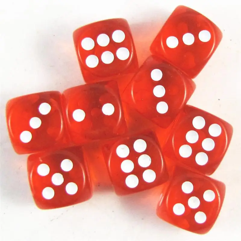 4Pcs Dices 18mm Translucent Red 6-Sided Solid Rounded Corner Dice for Games Teaching