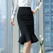 Летние модные повседневные женские юбки тонкие офисные женские черные юбки женская одежда OL стиль