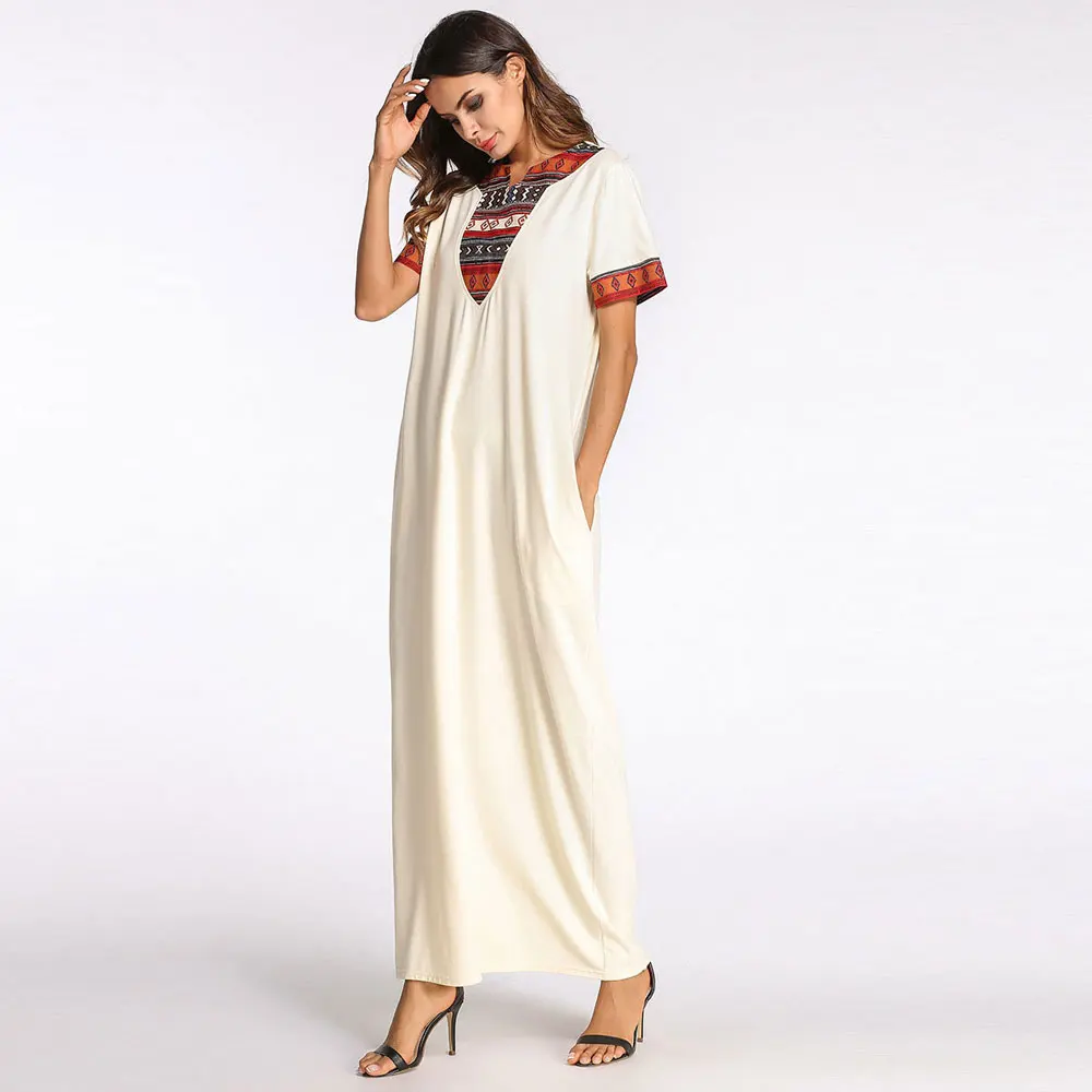 

2019 Summer Casual Women Maxi Dress Oversized Muslim Abaya Loose Long Kimono Middle East Dubai Arabic Islamic Robe VKDR1165