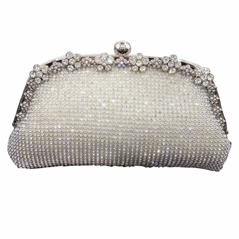 AUAU-новинка, вечерняя сумка на цепочке с бриллиантами, серебряные свадебные сумки для невесты, женские вечерние сумки-мессенджеры, элегантный клатч