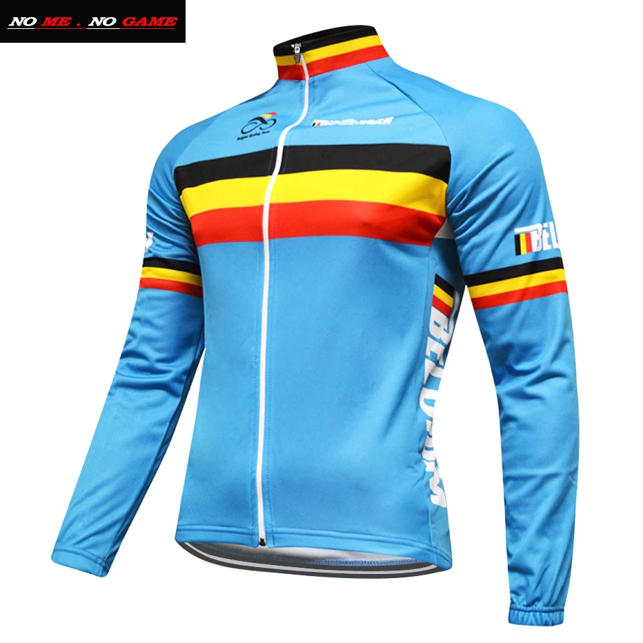 

Winter Fleece cycling jersey Belgian national Pro team retro long sleeve bike bicycle wear clothing riding racing Flag