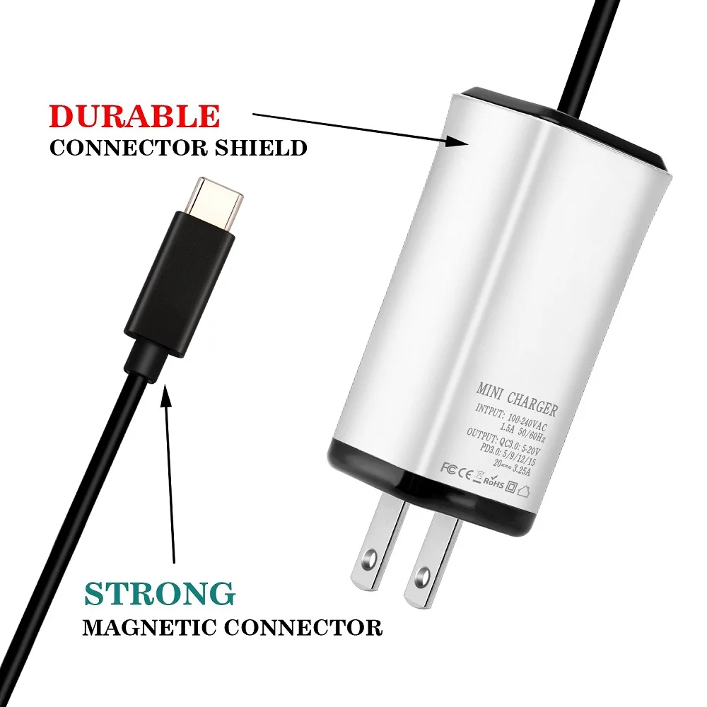 USB Type-C PD Charger,  65W Wall Charger  for MacBook Air 2018,  iPad Pro 2018, Google Pixel 3/2 /Pixel XL Galaxy S9/ S9+/ Note 