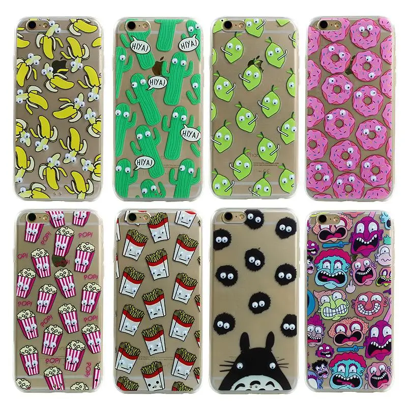Cute Cartoon Luxury Soft TPU 3D Eyes Phone Case For iphone 6 6s Plus Cover Back Coque Funda For iphone 6 6s Hoesje Capinhas Capa