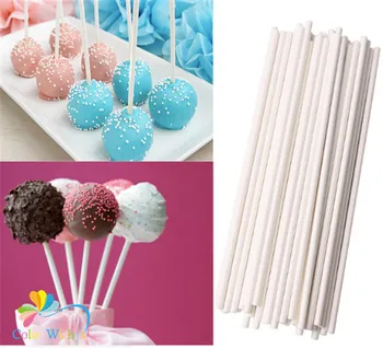 

50pcs/lot 4inch White DIY Crafts Paper Cake Pop Stick for Marshmallow Pops Cupcake Toppers Rock Candy