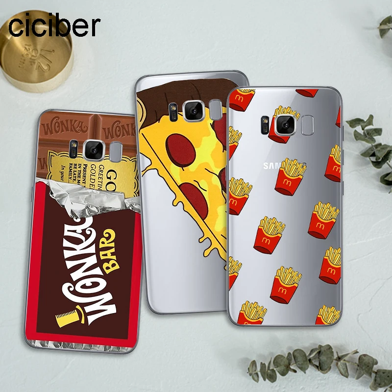 

ciciber Cartoon Fries Donuts Pizza Food For Cases Samsung Galaxy S7 Edge S8 S9 Plus J5 J7 2016 Note 8 Cover Soft TPU Phone Case