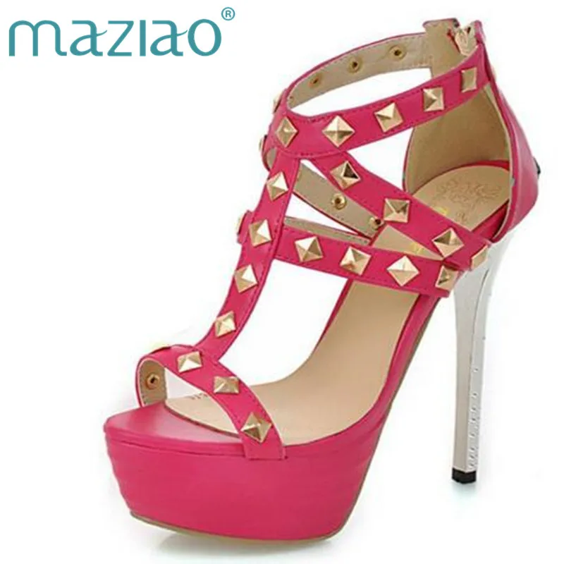 

MAZIAO 14CM women high heel sandals platform fashion dress lady sexy shoes heels quality pumps Hot sale EUR size 32-43
