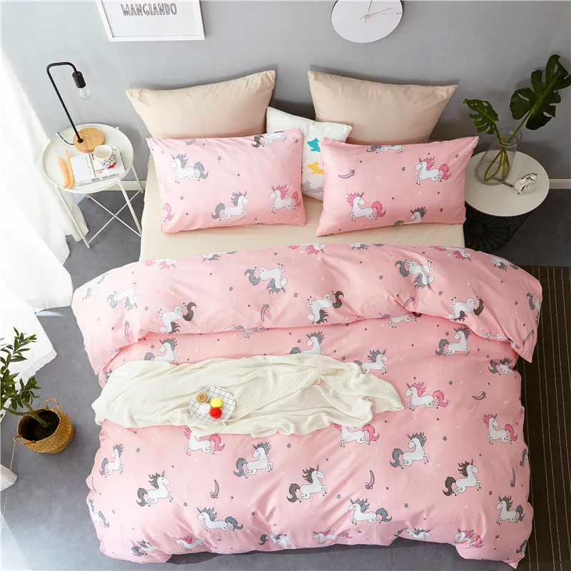 

Pink Unicorn Designs Bedding Set Children Duvet Cover Set Pillowcases Adult Comfortable Bed Linen Set Twin Full Queen King