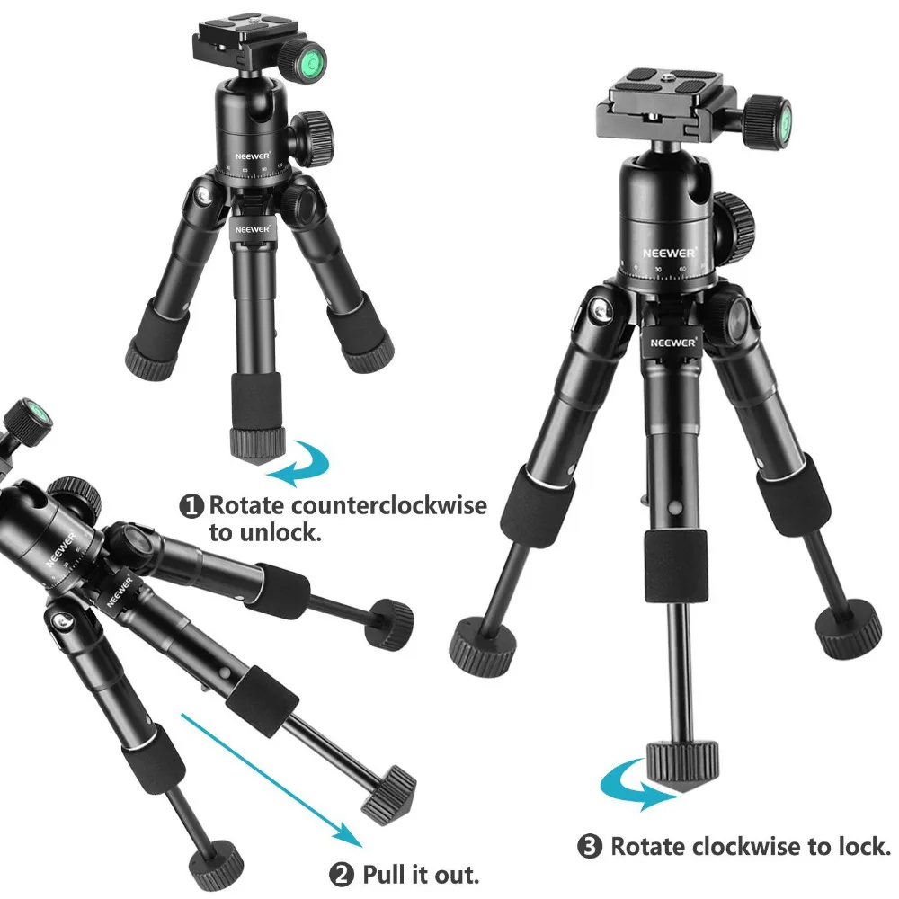 Портативный алюминиевый штатив Neewer M225+ CK30, компактный настольный штатив с шаровой головкой для камеры sony Canon Nikon DSLR для селфи