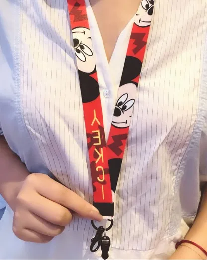 

new 1pcs Popular cartoon red mickey Key Lanyard Badge ID Cards Holders Neck Straps with Keyring Gifts Party Favors