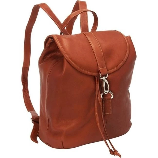 Piel Leather 3019 Medium Drawstring Backpack - Saddle