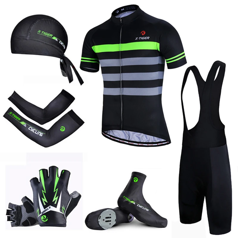 

X-Tiger 2019 Flour Green Quick-Dry Summer Cycling Jersey Set MTB Bicycle Cycling Wear Breathable Racing Bike Cycling Bib Suit