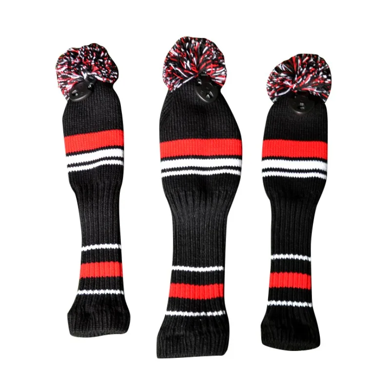 Golf Sports Accessories 3Pcs One Set Stripe Wool Knit Golf ...