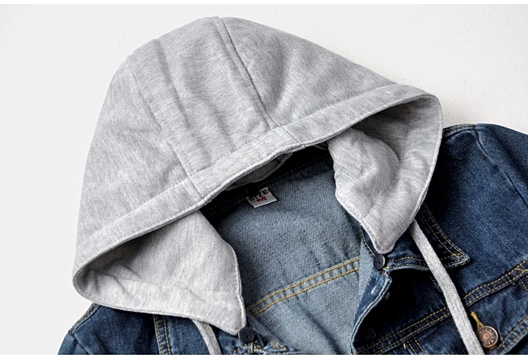 outono vintage denim topo fino destacável jaqueta