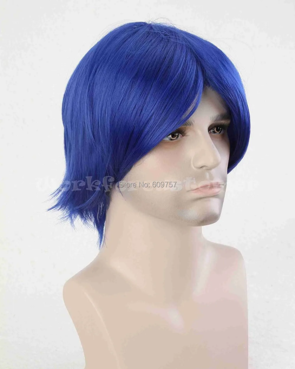 Cool Men's Anime Costume Short Cosplay Party Wig boys Blue synthetic
