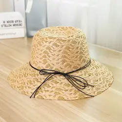 2019 летняя модная шляпа Повседневная женская брендовая плоская бант края Соломенная шляпка для девочек соломенная шляпа весна-лето