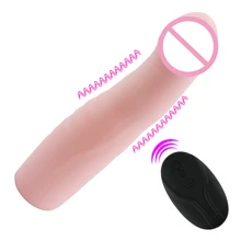 Homme nuo pénis étendu Silicone vibrateur grand pénis manchon Extender coq élargissement Extension préservatif Sex Toys pour hommes Gay adulte