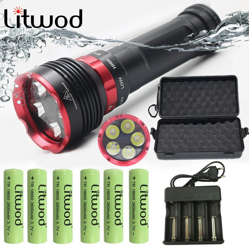 

Z20 Cree XML L2 5Led profession diving Flashlight Light torch Waterproof Torch 3modes Super bright Swimming lamp under water 80m